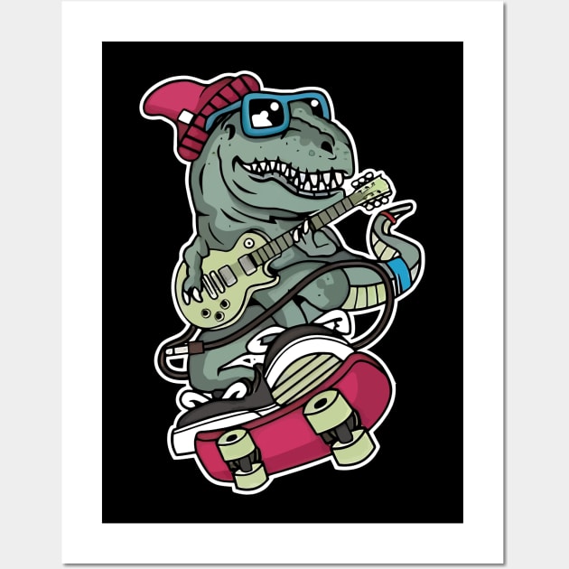 Dino Rocker Adventure Illustration Wall Art by WorldDinosaurs